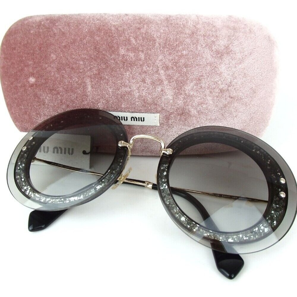 Authentic Miu Miu Use-Oa7 140 2m Round Glitter 64… - image 1